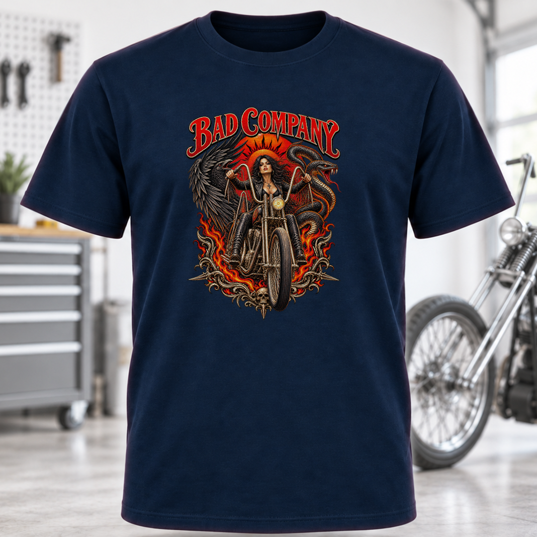 Bad Company Motorcycle Rider Graphic T‑Shirt