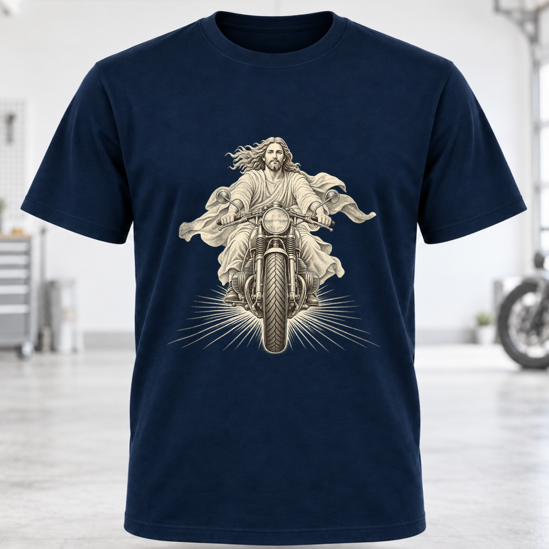 T-Shirt — Jesus Riding Motorcycle
