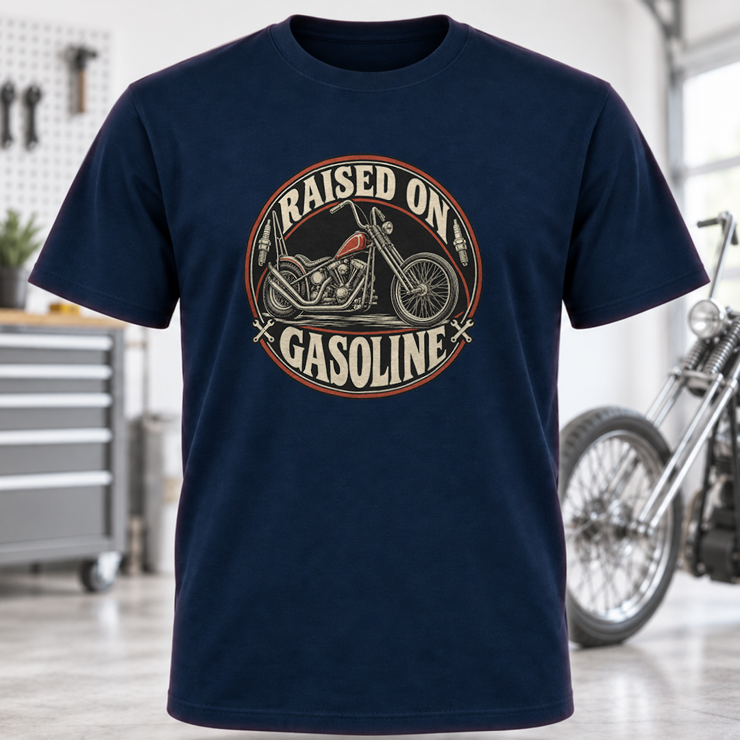 Raised on Gasoline Chopper T-Shirt