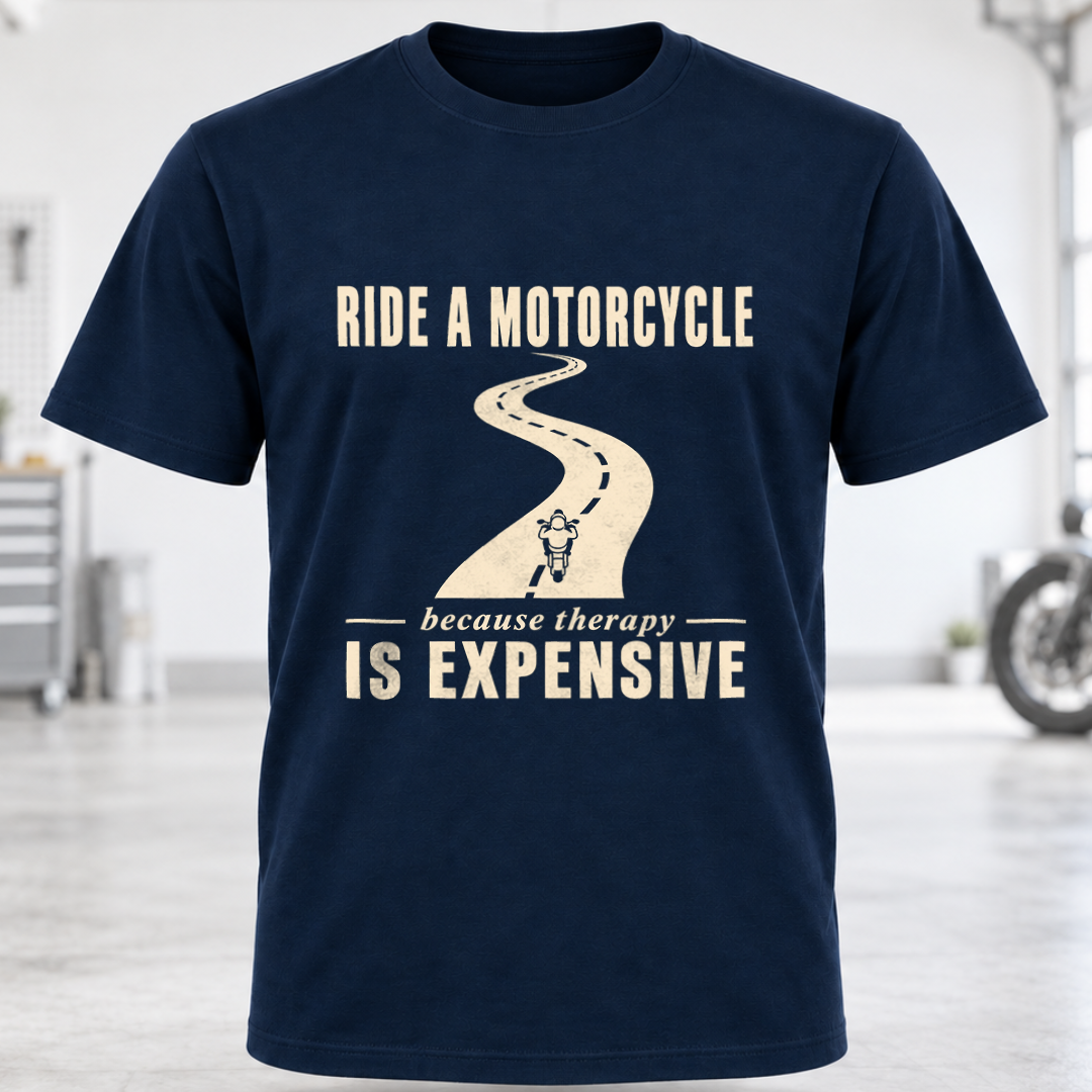 T-Shirt - "Ride a Motorcycle Because Therapy Is Expensive"