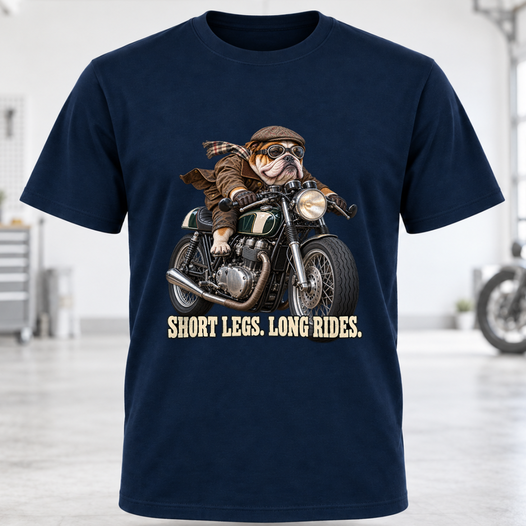 Short Legs, Long Rides Motorcycle T-Shirt
