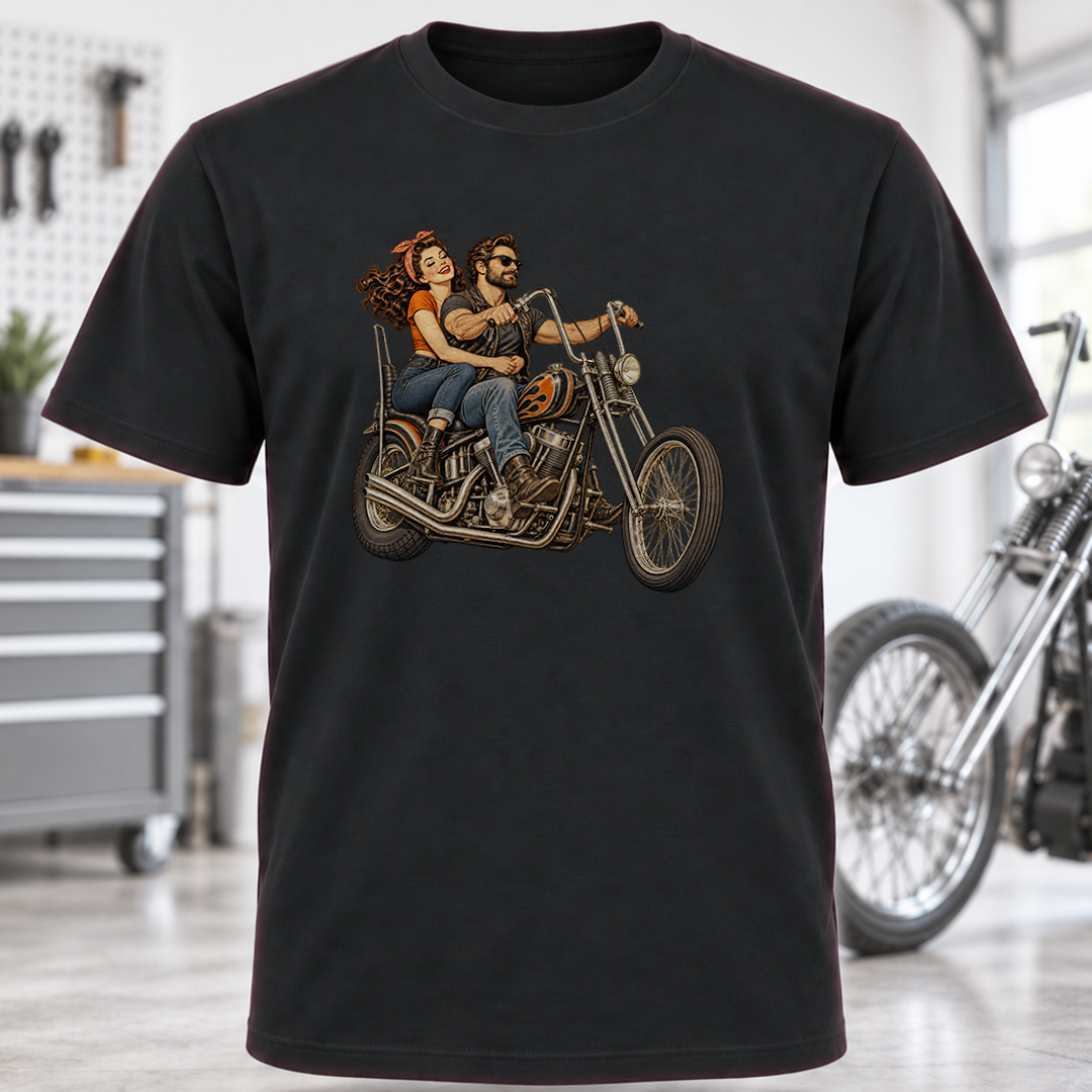 Vintage Chopper Couple T-Shirt