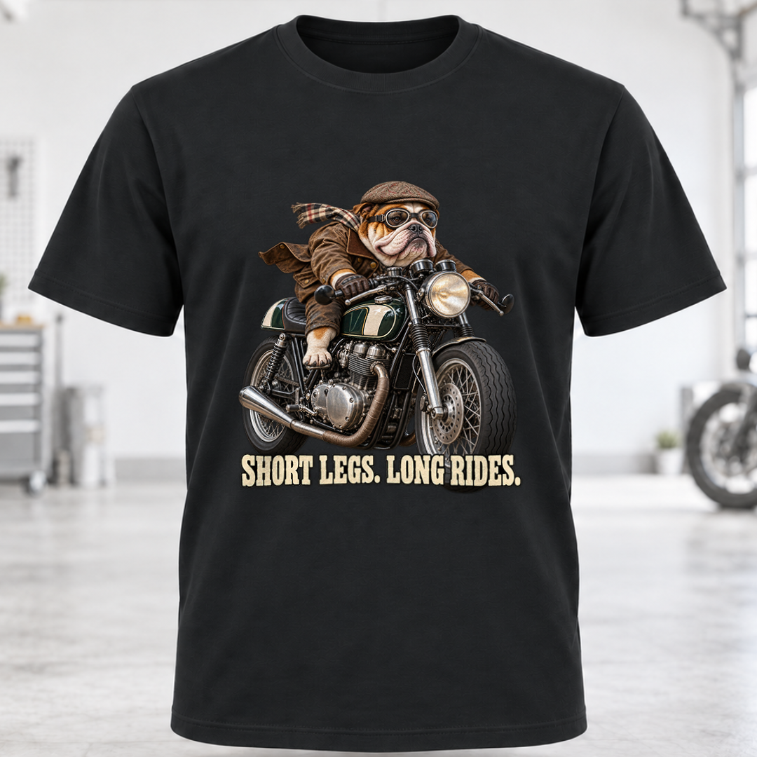 Short Legs, Long Rides Motorcycle T-Shirt