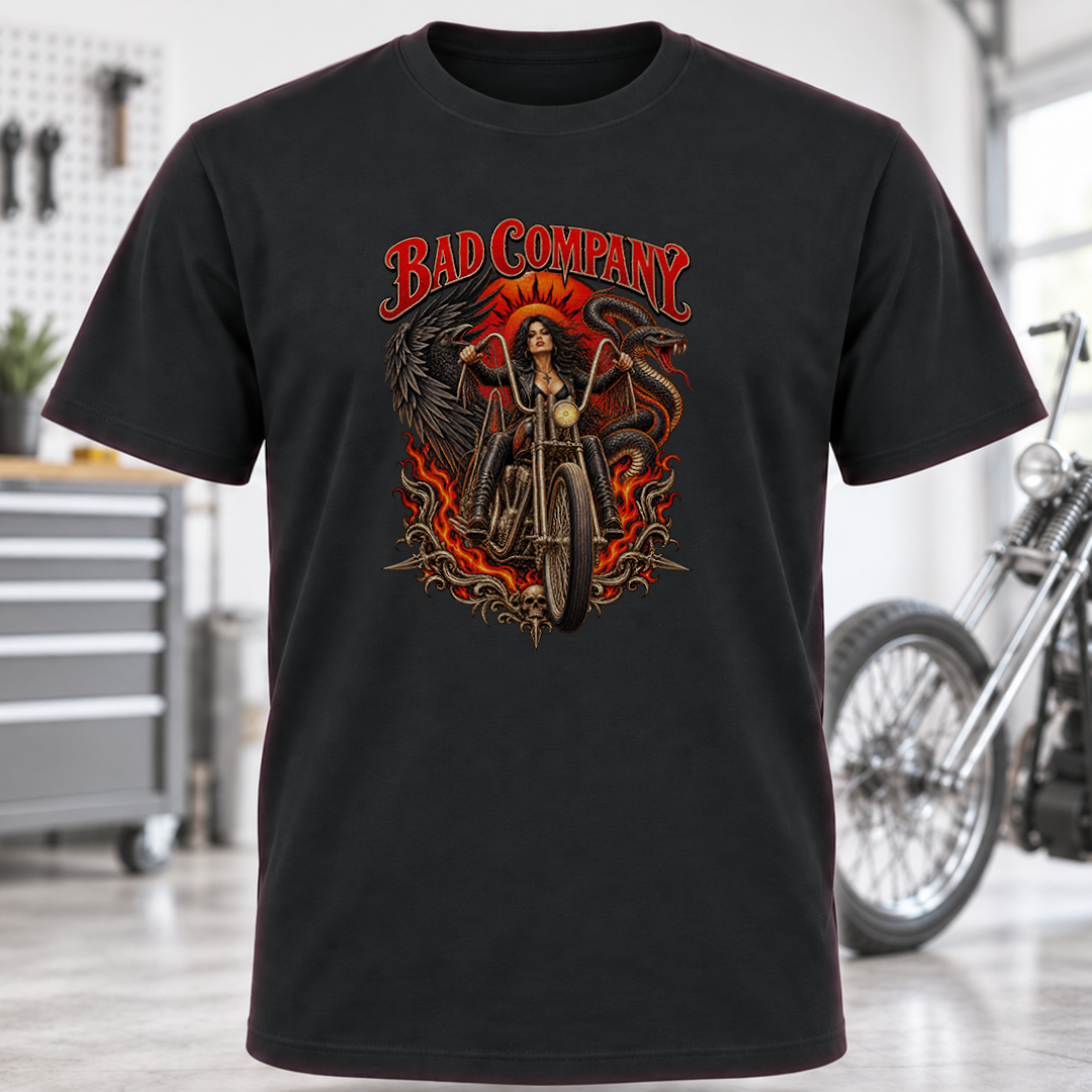 Bad Company Motorcycle Rider Graphic T‑Shirt