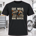 Cut. Weld. Ride. Repeat. Motorcycle Builder T-Shirt