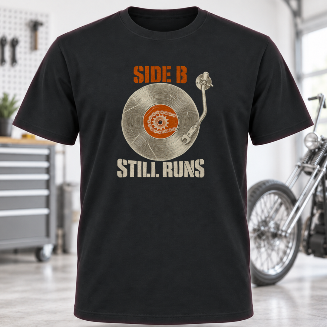 Side B Still Runs Vintage Vinyl Record T-Shirt