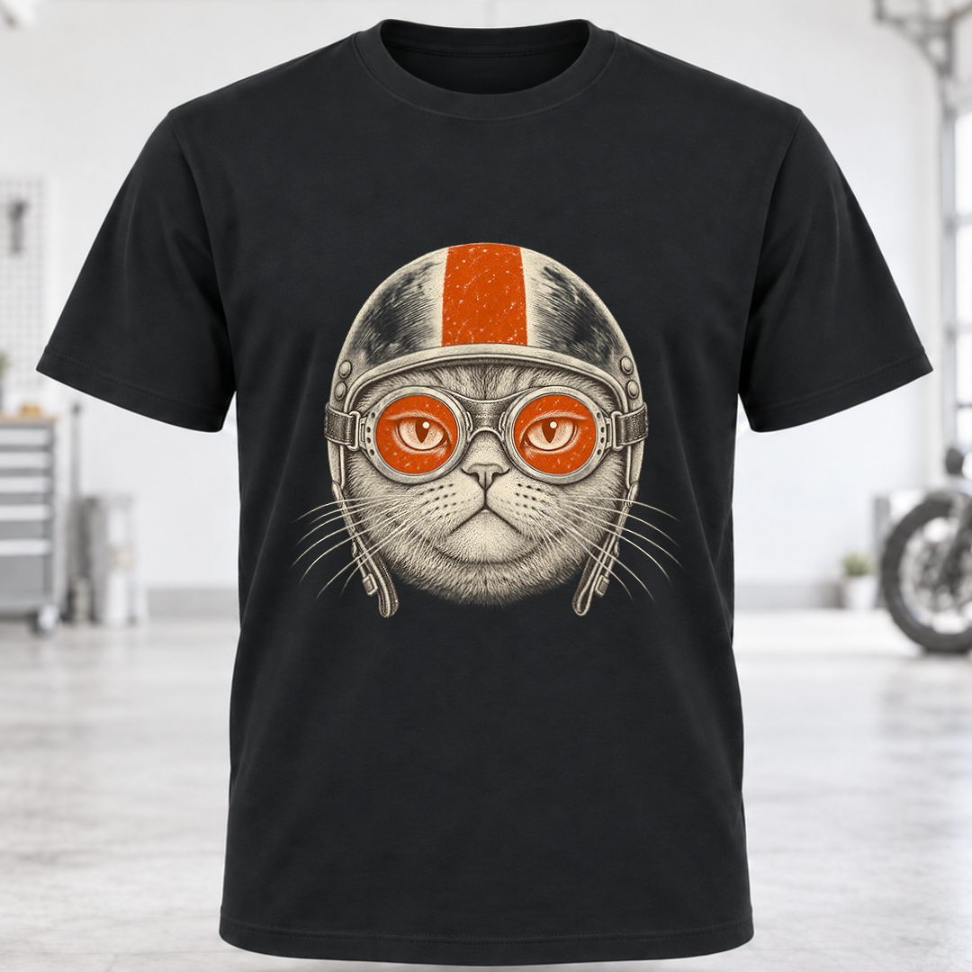 Retro Biker Cat T-Shirt