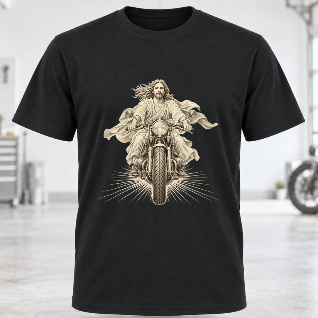 T-Shirt — Jesus Riding Motorcycle