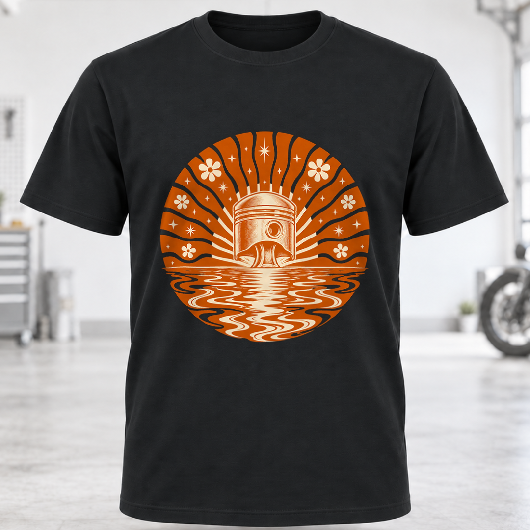 Retro Piston Sunset T-Shirt