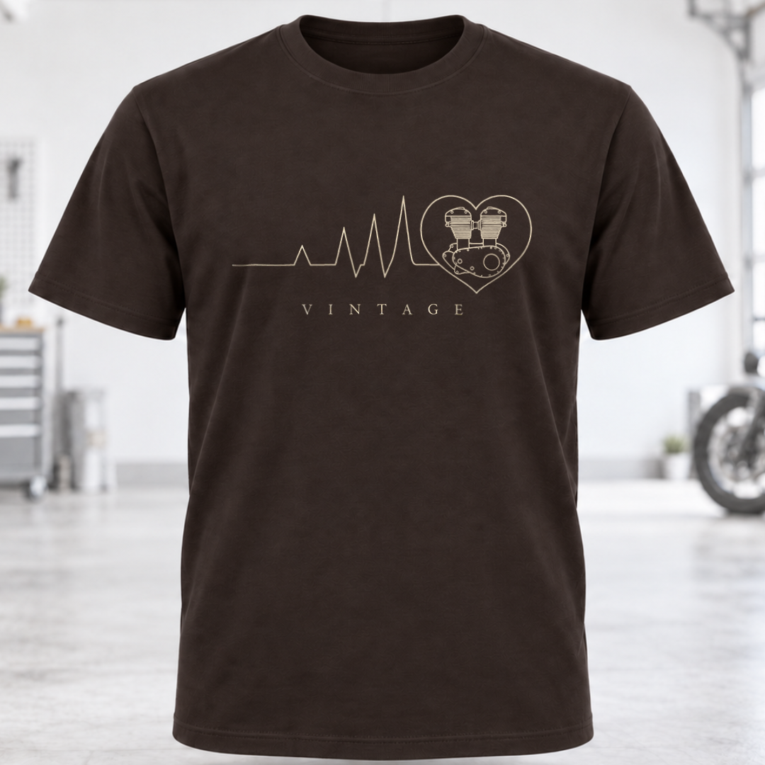 Vintage V-Twin Heart Heartbeat T-Shirt