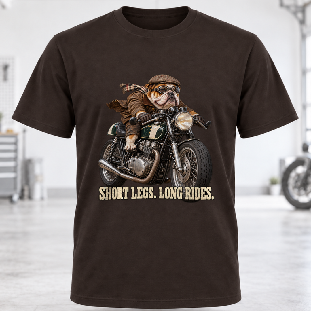 Short Legs, Long Rides Motorcycle T-Shirt