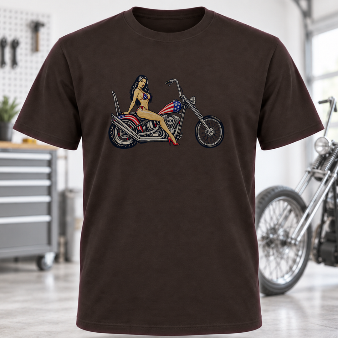 Biker Pinup Chopper T-Shirt
