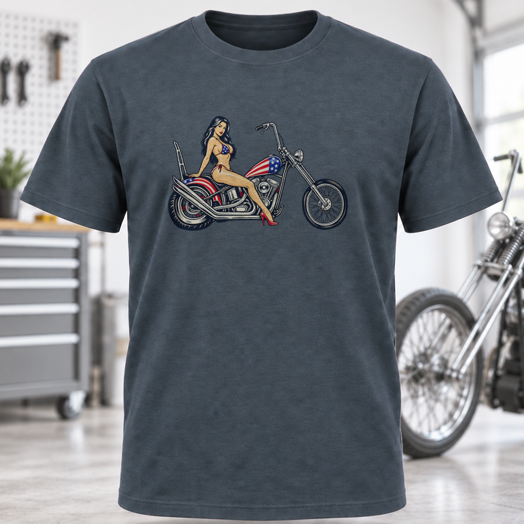 Biker Pinup Chopper T-Shirt