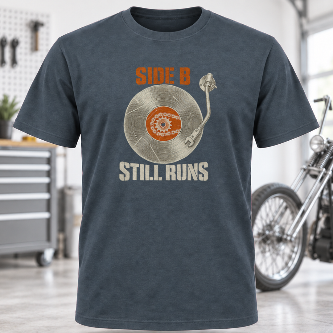 Side B Still Runs Vintage Vinyl Record T-Shirt