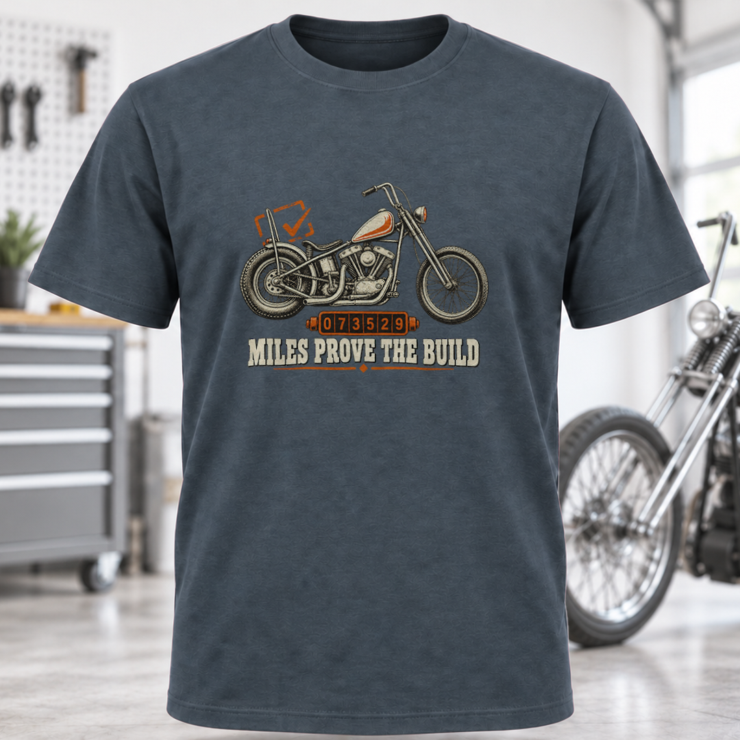 Miles Prove The Build Motorcycle T-Shirt