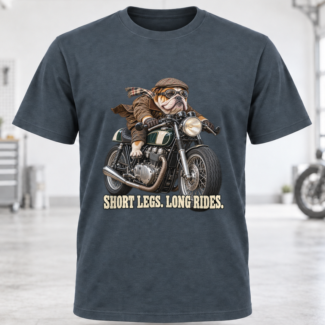 Short Legs, Long Rides Motorcycle T-Shirt