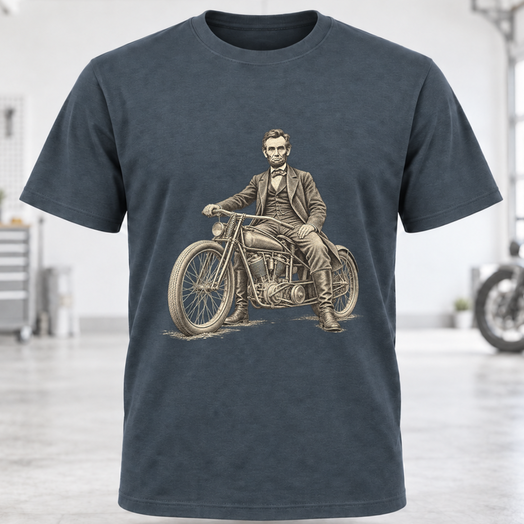 Abraham Lincoln Vintage Motorcycle T-Shirt