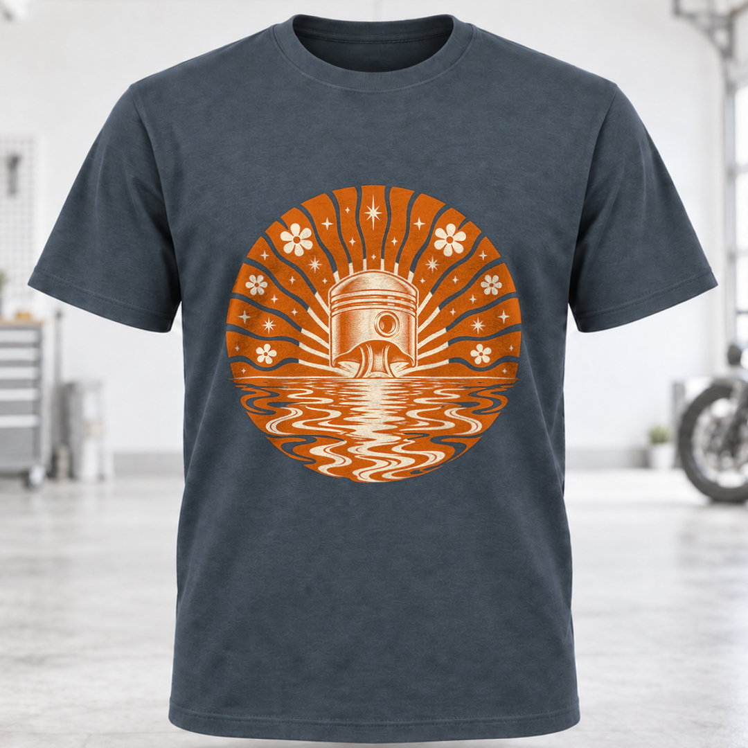 Retro Piston Sunset T-Shirt