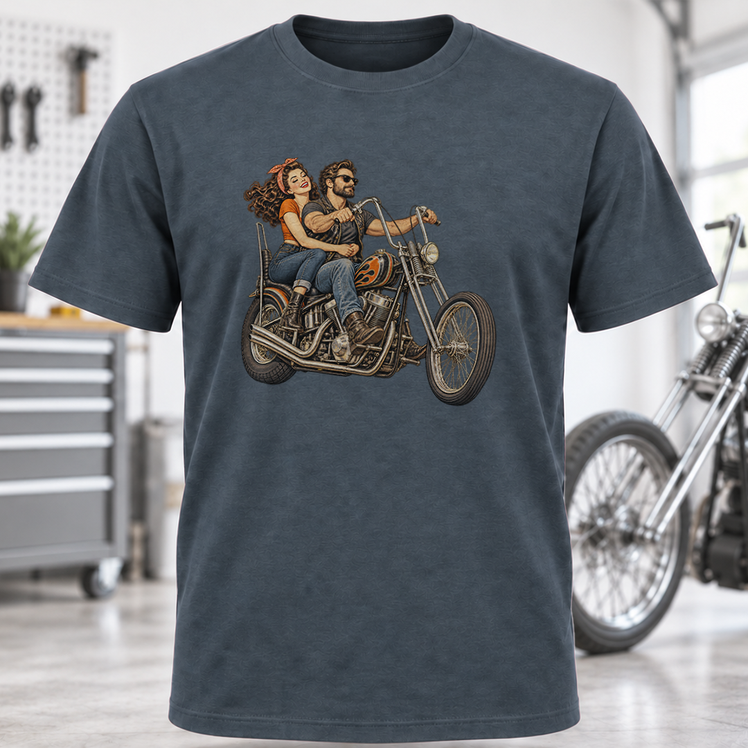 Vintage Chopper Couple T-Shirt