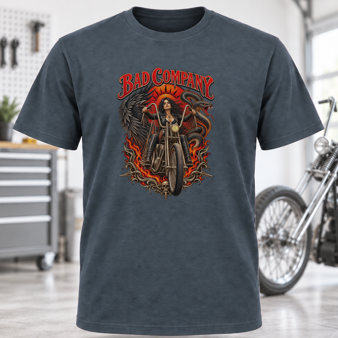 Bad Company Motorcycle Rider Graphic T‑Shirt