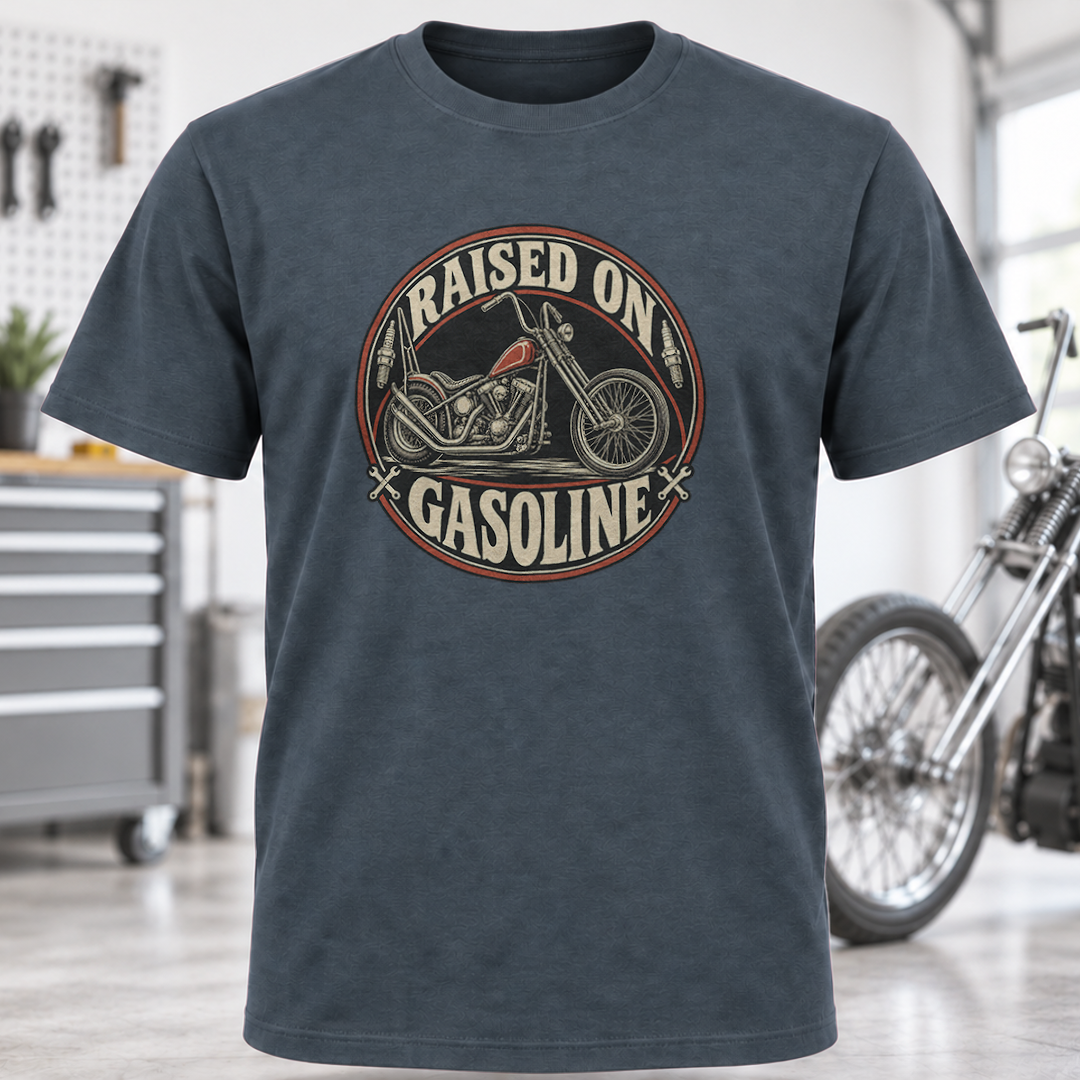 Raised on Gasoline Chopper T-Shirt