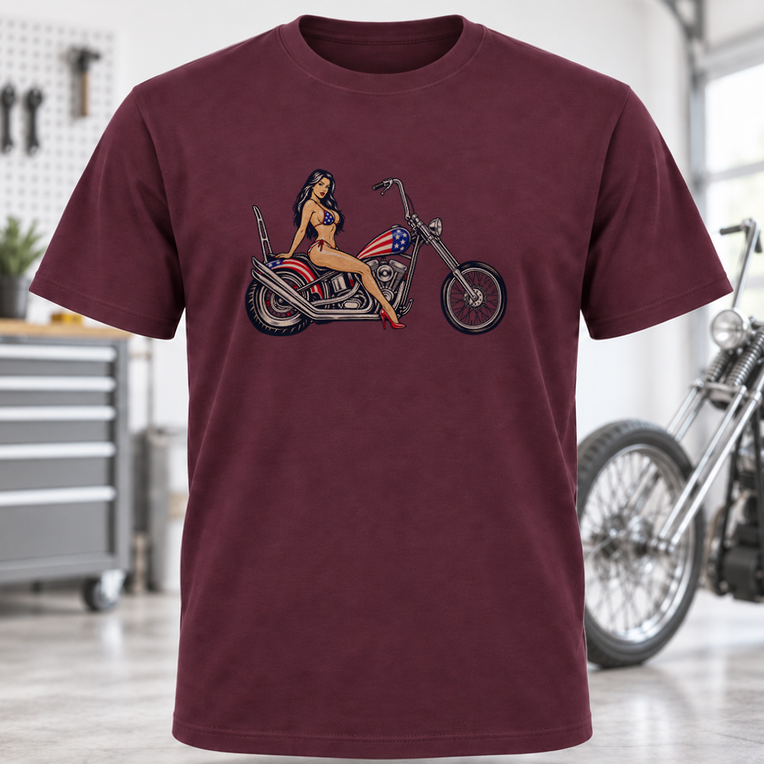 Biker Pinup Chopper T-Shirt