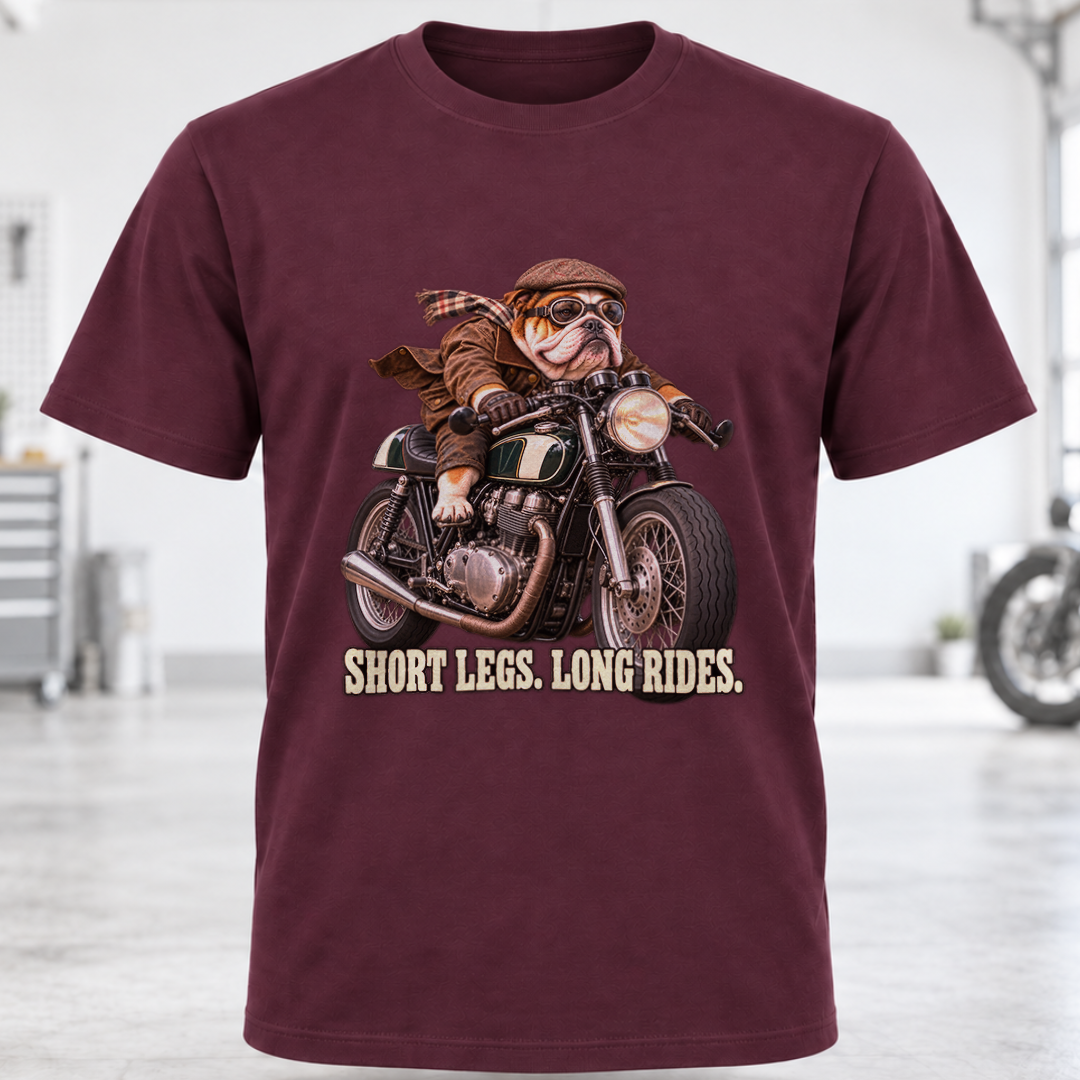 Short Legs, Long Rides Motorcycle T-Shirt