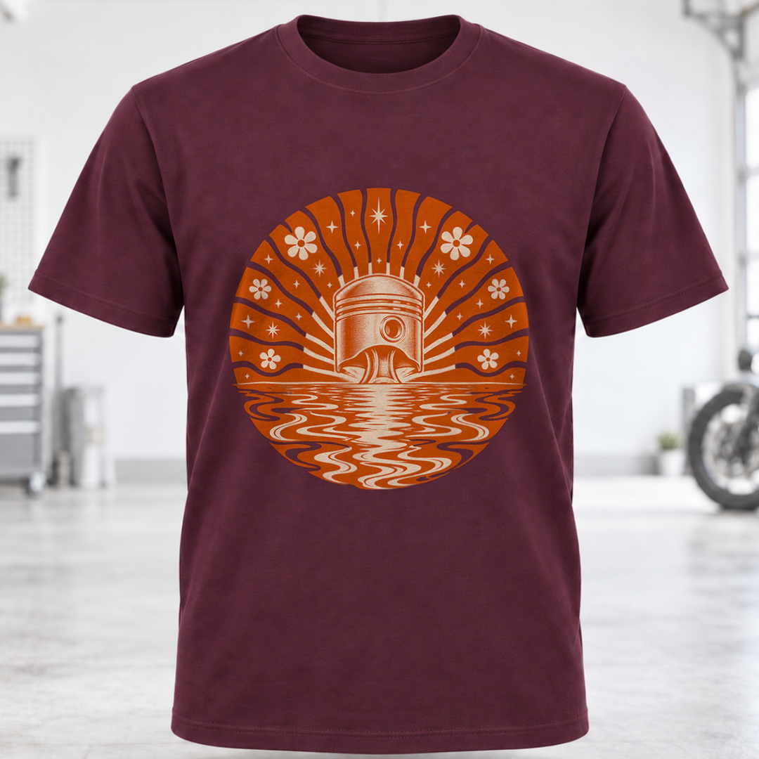 Retro Piston Sunset T-Shirt