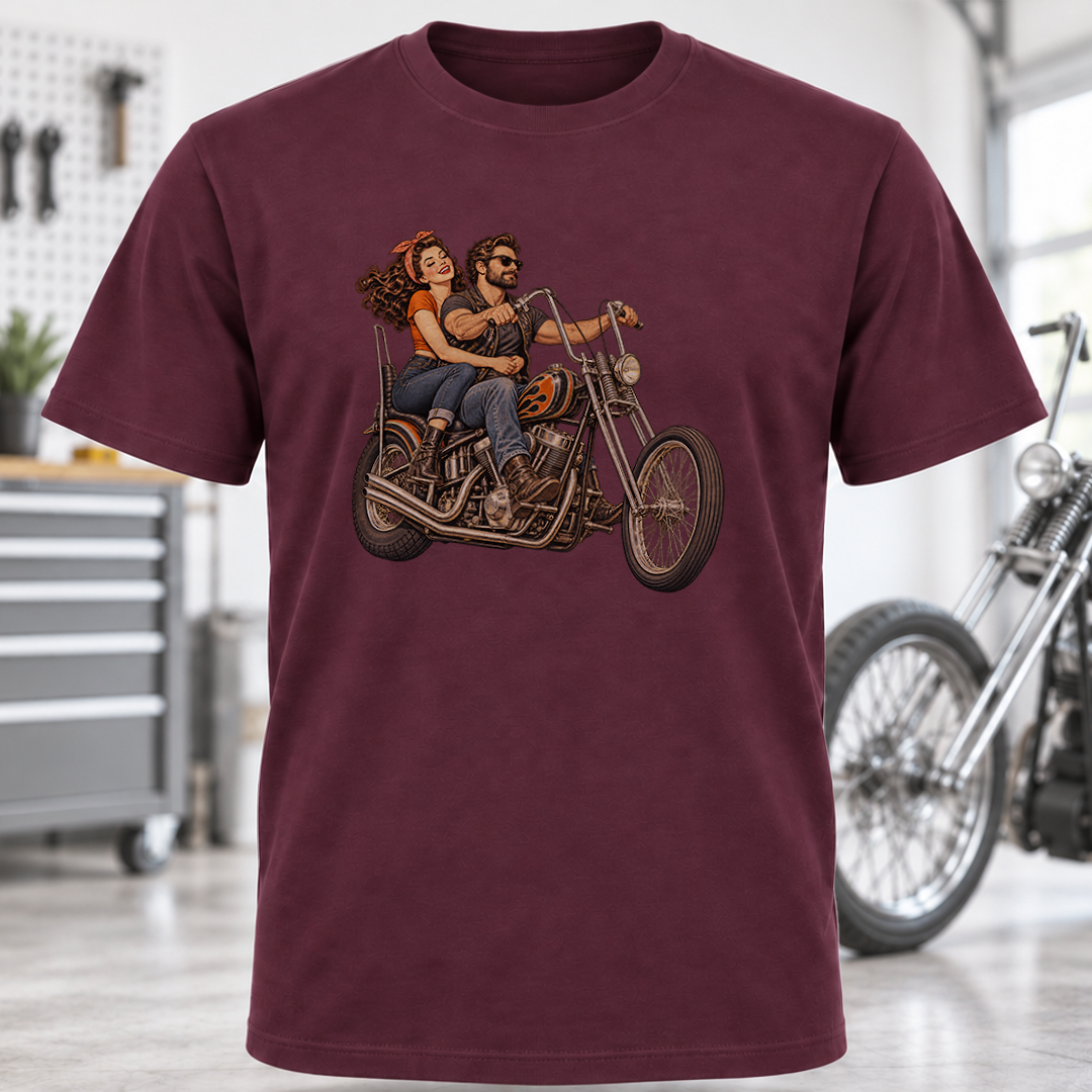 Vintage Chopper Couple T-Shirt