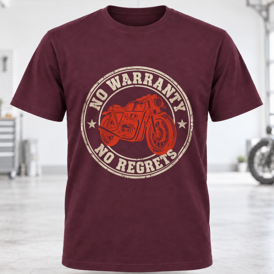 No Warranty No Regrets Motorcycle T-Shirt