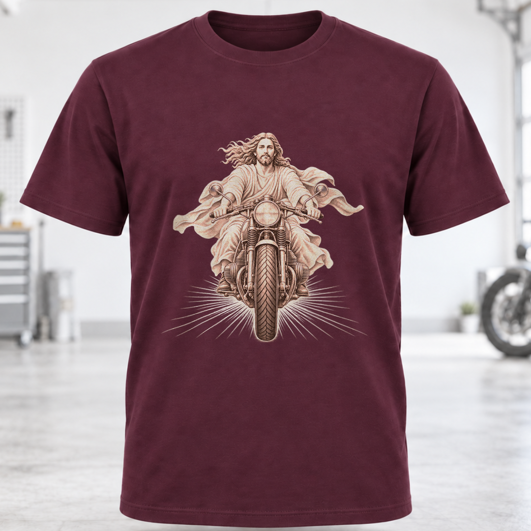 T-Shirt — Jesus Riding Motorcycle