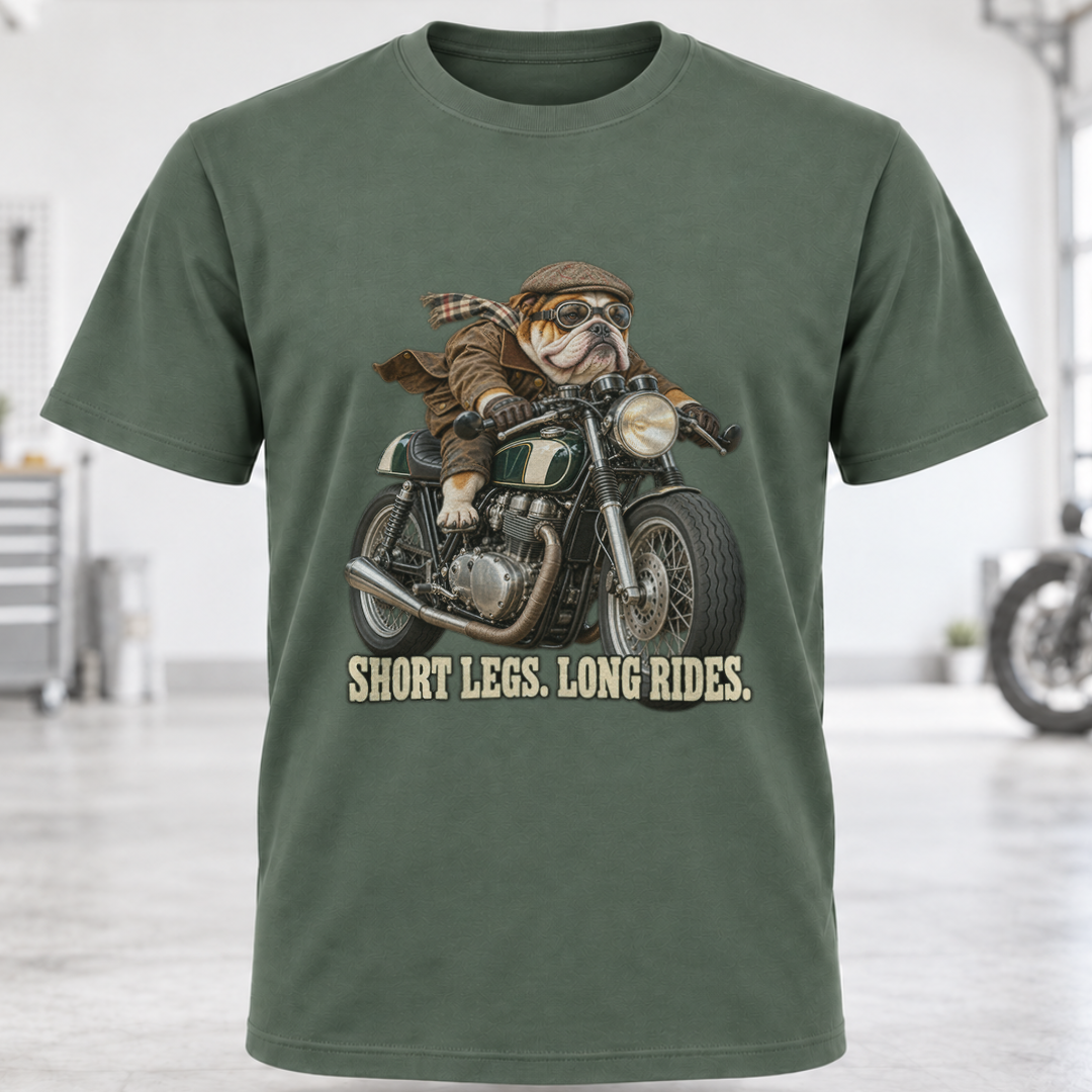 Short Legs, Long Rides Motorcycle T-Shirt