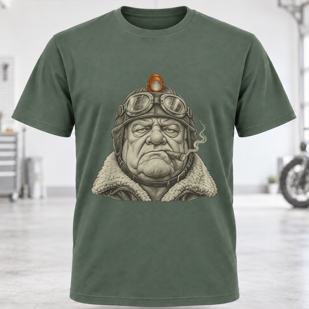 Aviator Helmet Pilot Portrait T-Shirt