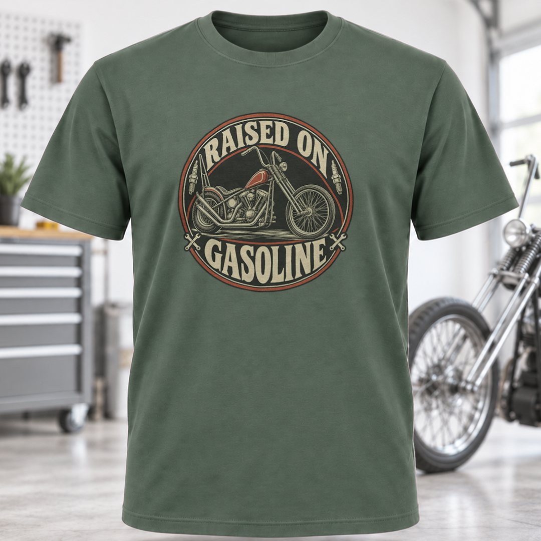 Raised on Gasoline Chopper T-Shirt