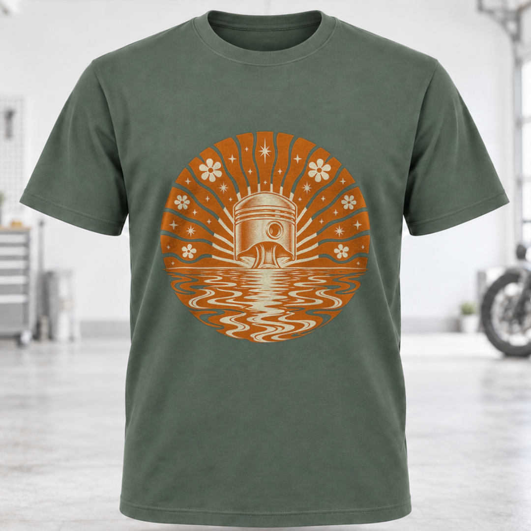 Retro Piston Sunset T-Shirt