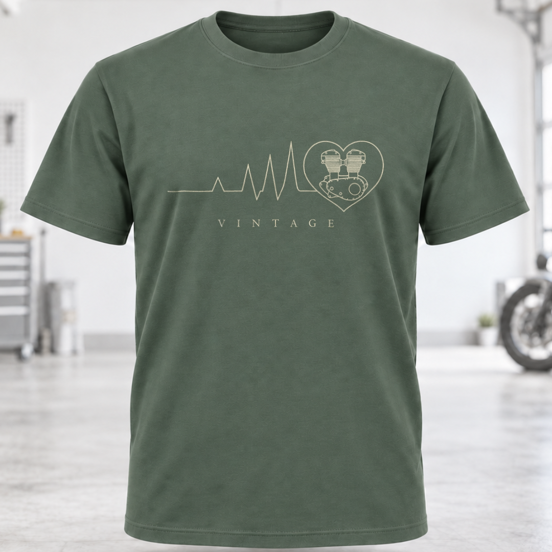 Vintage V-Twin Heart Heartbeat T-Shirt
